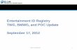 Entertainment ID Registry TWG, BMWG, and POC Update ...eidr.org/assets/2012-09-17_Monthly_EIDR_TWG_BMWG... · 9/17/2012  · TWG – 1.2 Update • New 1.2 Development Effort Initiated