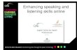 Enhancing speaking and listening skills online · Moodle and VoiceThread for speaking and listening • Activities were tailored to specific learning needs of the group • Worked