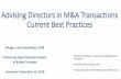 Advising Directors in M&A Transactions · 2018. 11. 19. · Advising Directors in M&A Transactions Current Best Practices Mergers and Acquisitions 2018. Continuing Legal Education