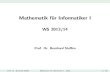 Mathematik fur Informatiker I - TU Dortmundls5-Prof. Dr. Bernhard Ste en Mathematik fur Informatiker 1 - 2013 32 / 107 Einleitung Eigenfaces Lineare Gleichungssysteme Aus der Schule