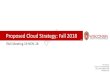 Proposed Cloud Strategy: Fall 2018• Automation Specialist Cybersecurity Existing Developer Roles New Cloud Roles • System Analyst • Designer • Coder • QA/Tester • Release