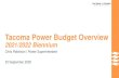 New Tacoma Power Budget Overview · 2020. 9. 18. · Table of Contents + Budget Assumptions + Budget Risks + 2019/2020 Net Revenue Shortfall + Budget Mitigation Efforts + 2020 Reductions