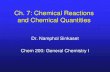 Ch. 7: Chemical Reactions and Chemical Quantitiesfaculty.sdmiramar.edu/nsinkaset/powerpoints/Chapter07.pdf · Balancing Equations • Steps for balancing: 1) Translate into formulas,