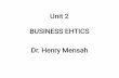 Unit 2 BUSINESS EHTICS Dr. Henry MensahThe Loyal Agent Argument • – • – – The Loyal Agent Argument is An argument against the right of an employee to blow the whistle because