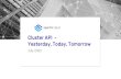 Cluster API- Yesterday, Today, Tomorrow · 2020. 8. 31. · Popular Tools •kube-up.sh •Kubespray Oct/2015 •Kubeadm Sep/2016 •Kops Oct/2016 •Cluster API Mar/2019