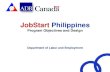 JobStart Philippines · 2019. 11. 19. · DOLE-BLE JobStart Project Team Life Skills Training Providers Technical Training Providers Life Skills Training Technical Training OJT/Work