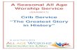 A Seasonal All Age Worship Service · 2020. 7. 7. · CRIB SERVICE - “THE GREATEST STORY IN HISTORY” Aim of Service: To present the story of the birth of Jesus, the greatest story