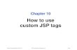 How to use custom JSP tags Chapter 10umsl.edu/~siegelj/CS4010/JSP/Chapter10slides.pdfSlide 2 Objectives Applied 1. Create a Tag Library Descriptor (TLD) for custom tags, and write