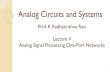 Analog Circuits and Systems · 2017. 8. 4. · Analog Circuits and Systems Prof. K Radhakrishna Rao Lecture 4 ... Parallel RLC one-port network with negative resistance –R1 oo o