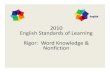 2010 English Standards of Learning Rigor: Word Knowledge ......3 Reading Test Information 3 • 50% nonfiction: expository and functional • 50% narrative: narrative nonfiction, fiction,