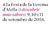 42a Festa de la Verema d’Alella · Pregonera (o Anna Sahun, actriu) Benvingudes i benvinguts, una vegada més, Alella, durant els dies 9, 10 i 11 de setembre dedica la Festa de