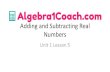 Adding and Subtracting Real Numbers...2016/03/01  · ADDING AND SUBTRACTING REAL NUMBERS • We can use a number line to add any real numbers. • Adding a positive number by moving