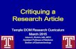 Critiquing a Research Article...Critiquing a Research Article Temple DOM Research Curriculum March 2015 Adam C. Ehrlich, MD, MPH Assistant Professor of Medicine Section of Gastroenterology