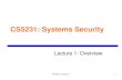 CS5231: Systems Security - comp.nus.edu.sgliangzk/cs5231/lec01-overview.pdf · Understanding security principles through practice ... • UNIX/Linux administration • Open source