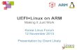 UEFI+Linux on ARMkossa.kr/materials/LinuxForum/5_2 UEFI+Linux on ARM... · 2013. 11. 25. · Slide 3 Rationale: Enterprise New ARM enterprise products Competing with x86 platforms