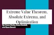 Extreme Value Theorem, Absolute Extrema, and OptimizationOptimization Word Problem (given function) (p. 301) Acrosonic’s total profit (in dollars) from manufacturing and selling