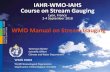 IAHR-WMO-IAHS Course on Stream Gauging · • Manual on Stream Gauging –2nd Ed. –2010 • Manual on Flood Forecasting and Warning - 2011 • Manual for the Estimation of Probable