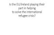 Is the EU/Ireland playing their part in helping to solve ...€¦ · 1967 Protocol •The 1967 Protocol removed the time limits (European refugees before 1st January 1951) and applied