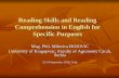 Reading Skills and Reading Comprehension in English for Specific