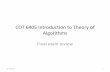 COT 6405 Introduction to Theory of Algorithms
