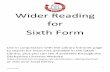 Wider Reading for Sixth Form - Queen Elizabeth's Grammar ...
