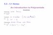 5.0 - 5.1 Notes An Introduction to Polynomials