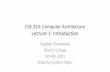 CSE 210: Computer Architecture Lecture 1: Introduction