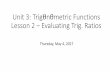 Unit 3: Trigθnθmetric Functions Lesson 2 Evaluating Trig ...
