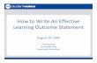 How to Write An Effective Learning Outcome Statement