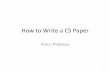 How to Write a CS Paper - Purdue University