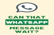 CAN THAT WHATSAPP MESSAGE WAIT?