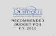 RECOMMENDED BUDGET FOR F.Y. 2010