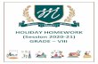 HOLIDAY HOMEWORK (Session 2020-21) GRADE VIII