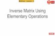 Inverse Matrix Using Elementary Operations