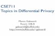 CSE711 Topics in Differential Privacy