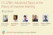 CS 229br: Advanced Topics in the theory of machine learning