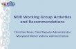 NDR Working Group Activities and Recommendations