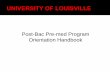 Post-Bac Pre-med Program Orientation Handbook