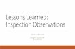 Lessons Learned: Inspection Observations