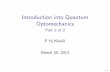 Introduction into Quantum Optomechanics