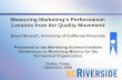 Measuring Marketingâ€™s Performance: Lessons from the Quality