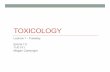 Toxicology - Lecture 1