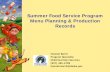 Summer Food Service Program Menu Planning & Production Records