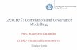Lecture 7: Correlation and Covariance Modelling