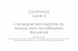 Conférence Cycle 2 L’enseignement explicite du lexique ...