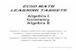 Learning Targets for Algebra I, Geometry, and Algebra II