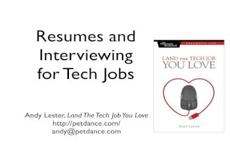 Resumes and job interviews for tech jobs