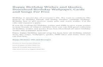 Happy Birthday Wishes and Quotes, Download Birthday Wallpaper, Cards and Songs for Free