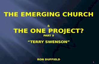 The emerging church and the one project part 9