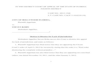 4D12-1548 Appellee Motion to Dismiss for Lack of Jurisdiction